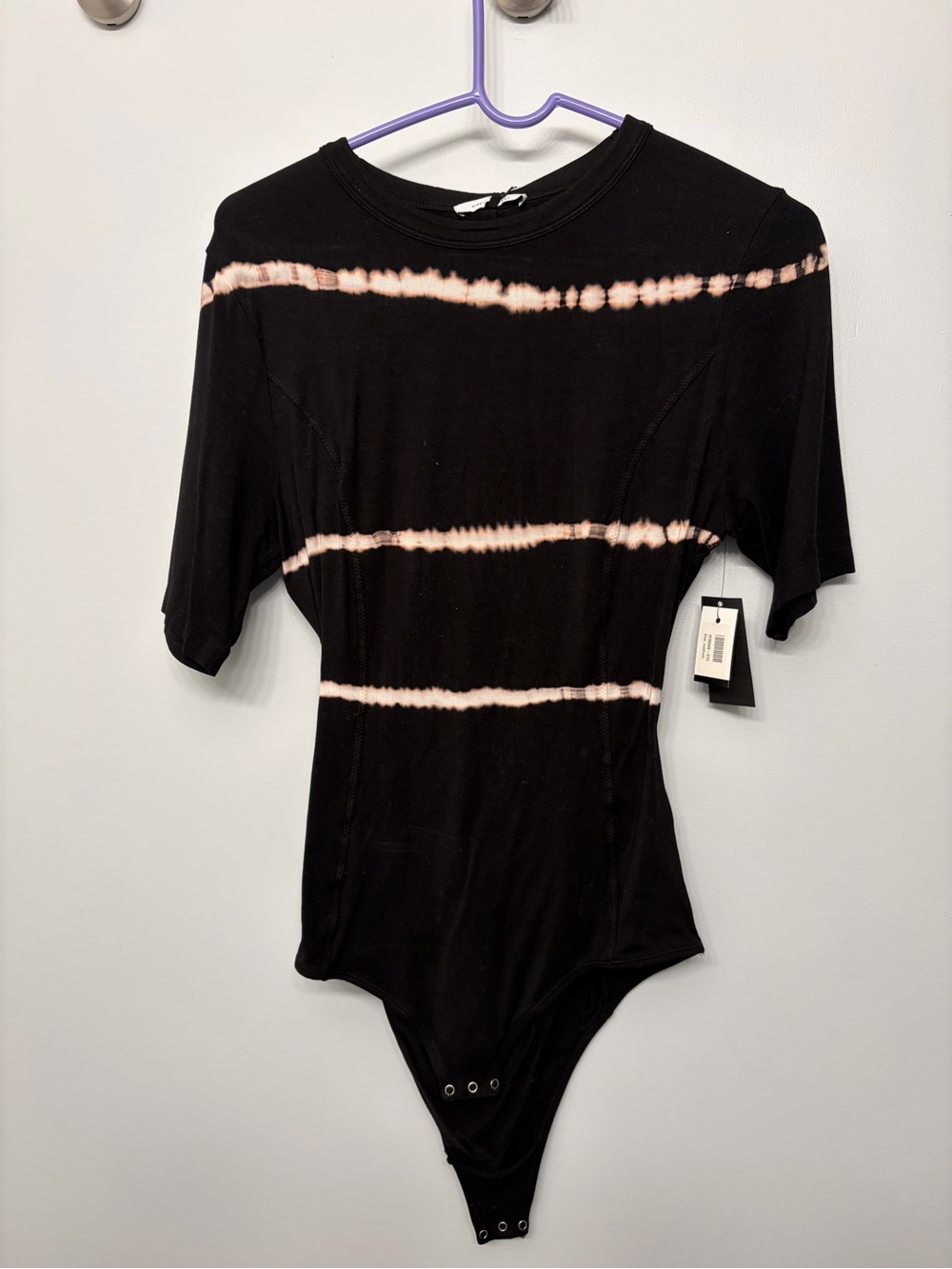 Black Tie-Dye Stripe One-Piece Bodysuit